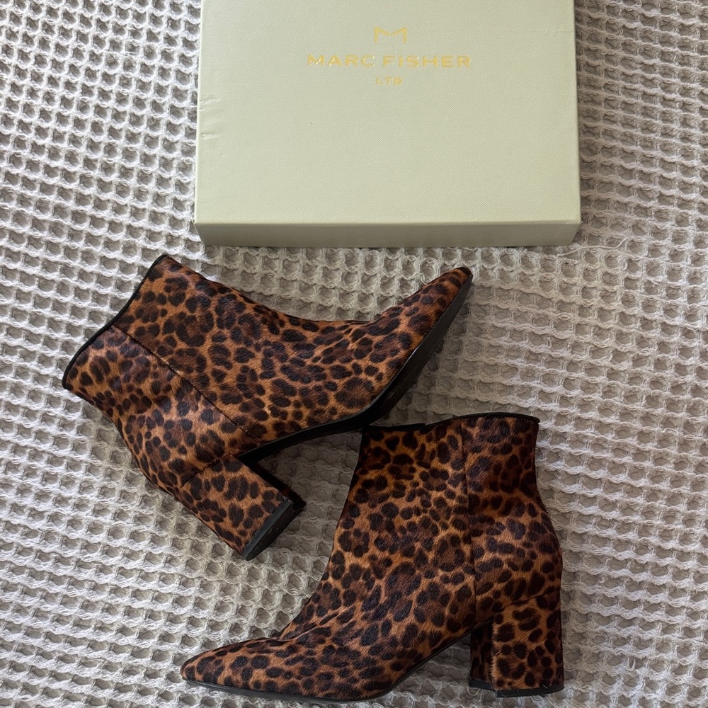 Marc Fisher Leopard Print Ankle Booties NEW